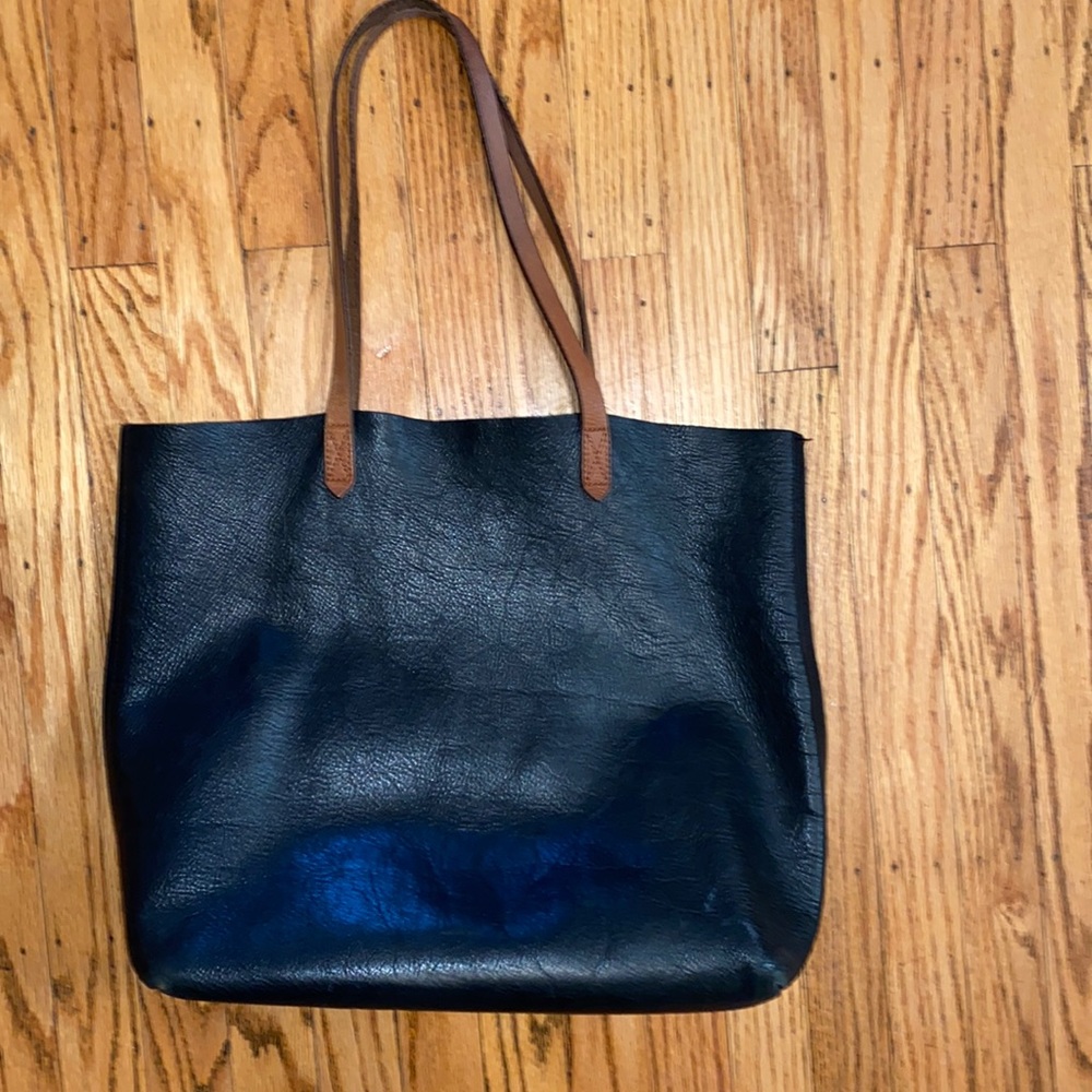 Madewell Transport Tote Black Brown Leather Bag
